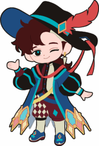 Chibi kuvitus Traconin Konrad maskottihahmosta